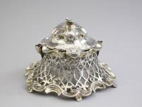 Victorian Rococo Revival silver gilt Inkwell
