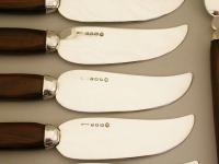Arts & Crafts style silver bladed Fish Knives