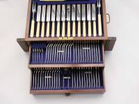 George V Boxed Hanoverian-rat-tail pattern Canteen of Silver Cutlery