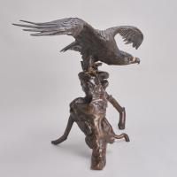 A powerful, large Japanese Bronze and multi-metal Okimono of an Eagle (Circa 1880)