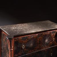 Rare French Art Nouveau Leather Lined Marble Top Commode