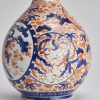 An attractive pair of 19th Century Japanese Imari double gourd porcelain vases
