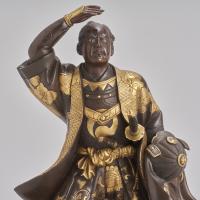 Japanese Meiji-era Bronze Okimono by Miyao and depicting a Samurai