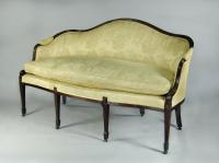 George III carved mahogany settee on fluted square taper legs, c.1780