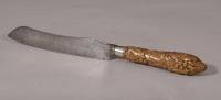 S/5043 Antique Treen 19th Century Boxwood Handled Bread Knife
