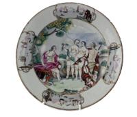 Chinese 18th Century Famille Rose Judgment of Paris Plate