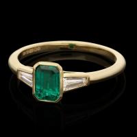 Hancocks 0.68ct Colombian Emerald Ring With Tapered Baguette Diamond Shoulders
