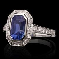 Hancocks 2.15ct Octagonal Step-Cut Sapphire And Diamond Cluster Ring Contemporary