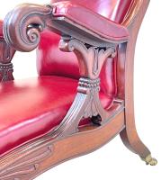 19th Century Mahogany Leather Library Chair