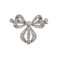 Victorian Diamond Bow Brooch circa 1880