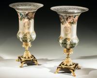 A Highly Unusual Pair of Regency Storm Lights With Painted Shades Attributed William Collins