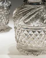 An Exceptional Pair of Regency Cut Glass Decanters by Perrin Geddes
