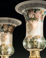 A Highly Unusual Pair of Regency Storm Lights With Painted Shades Attributed William Collins