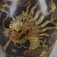 A Large Black Lacquer Dragon Vase