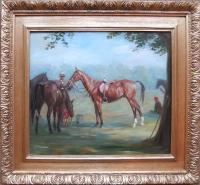 Donald Wood oil painting Polo Sporting horse 