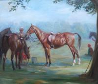 Donald Wood oil painting Polo Sporting horse 