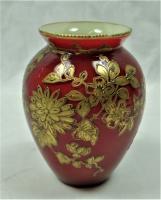 A sange de boeuf glass vase with paste gilt decoration, Jules Barbe for Thomas Webb, English circa 1890