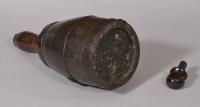 S/5217 Antique Treen Mallet Shaped Ash Iron Bound Decanter