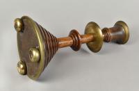 Pair of unusual oak and bell metal candlesticks reconstituted from York Minster after the fire of 1840, c.1845