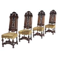Set of Four 18th Century Finely Carved Walnut Chairs