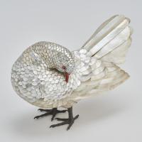 A beautiful antique Japanese mother of pearl okimono of a preening white dove
