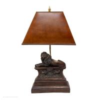 Vintage Bronzed Recumbent Lion Table Lamps