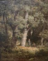 Woodland scene with two figures