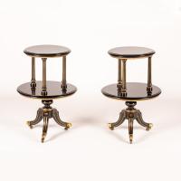 A Pair of Black Lacquered Étagères In the Early Aesthetic Manner