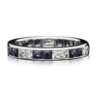 French Cut Diamond And Sapphire Eternity Ring