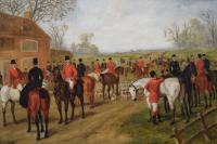 Sporting oil painting of a hunting meet by Edward Benjamin Herberte