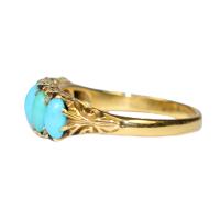 Victorian Turquoise 5 Stone Carved Half Hoop Ring circa 1890