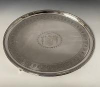 Georgian silver oval salver tray Wakelin and Garrard 1792