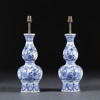 Pair of Blue and White Delft Vases as Table Lamps