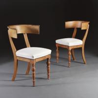 Unusual Pair of Oak Klismos Chairs
