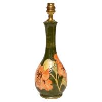 Vintage Moorcroft Hibiscus Pattern Bottle Vase Lamp