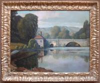 Thomas Peters "On the Edge of the Weir, River Derwent" oil on canvas