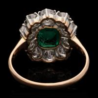 Colombian Emerald And Old-Cut Diamond Cluster Ring