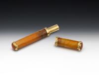 A very rare early George III Gold Mounted agate Needle or Bodkin case made, most probably in London, circa 1760