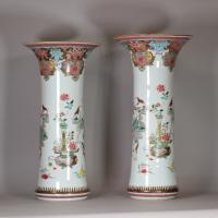 Chinese famille rose sleeve vases, other side of vases