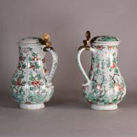 Chinese famille verte baluster jugs, front