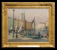Le Vieux Port, La Rochelle et l'Eglise Saint-Sauveur by Paul Emile Lecomte (1877 - 1950)