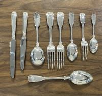 Victorian Silver fiddle thread and shell cutlery flatware service canteen 1901 Joseph Rodgers and Son of Sheffield 