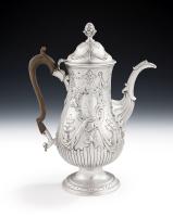 An exceptional and very rare George III Rococo Revival Coffee Pot made in Dublin in 1774 by Matthew West
