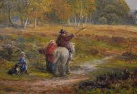 Landscape oil painting of figures near Sherwood Forest by George Turner