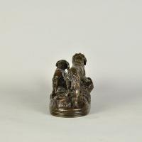 Mid 19th Century French bronze entitled "Deux Chiens en Arret" by A L Barye - circa 1850