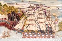 British Sailor's Woolwork Picture of a Royal Navy Ship