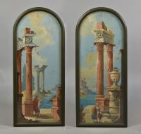 Pair of Italian classical landscapes in gouache and watercolour, c.1880
