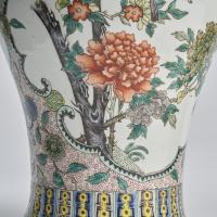 An attractive pair of Nineteenth Century Chinese Famille Verte porcelain vases