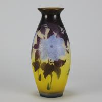 Early 20th Century Glass Vase Entitled "Blue Flower Vase" by Emile Gallé