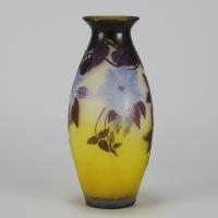 Early 20th Century Glass Vase Entitled "Blue Flower Vase" by Emile Gallé